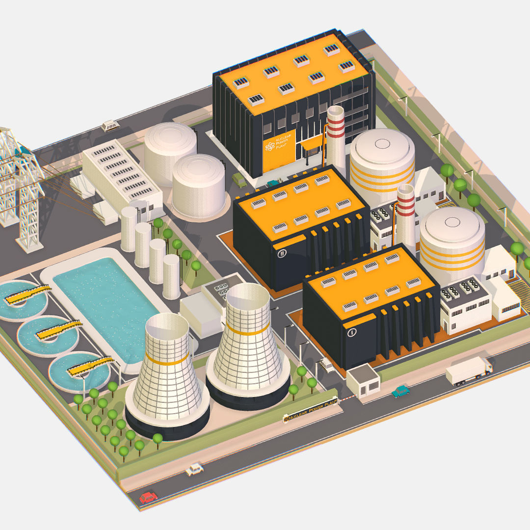Presenting Nuclear Power Station Low-poly 3D model_5