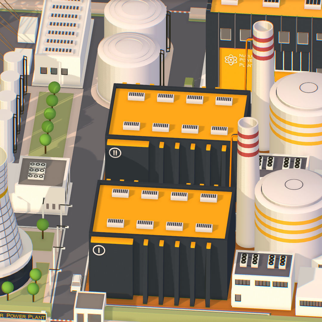 Presenting Nuclear Power Station Low-poly 3D model_16
