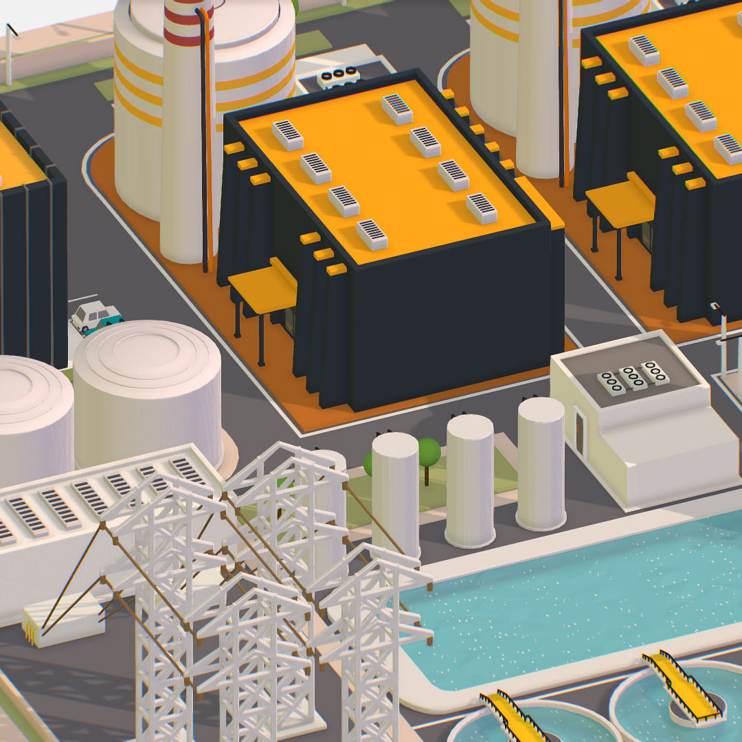 Presenting Nuclear Power Station Low-poly 3D model_34
