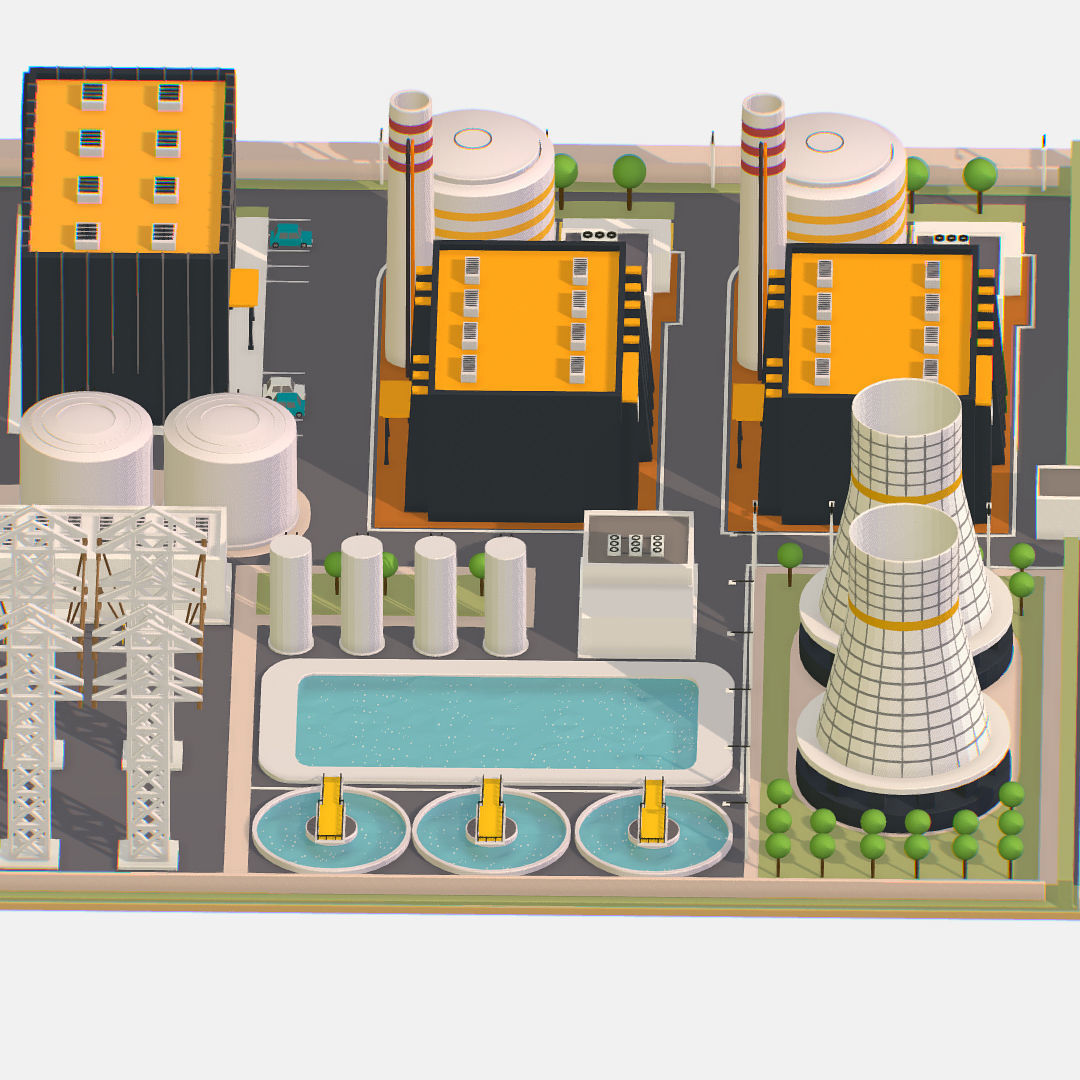 Presenting Nuclear Power Station Low-poly 3D model_35