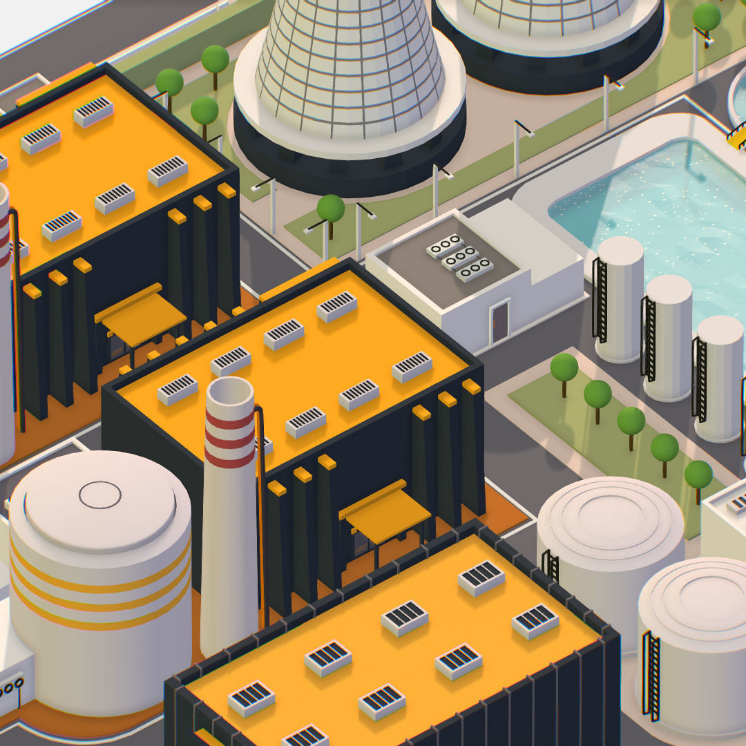 Presenting Nuclear Power Station Low-poly 3D model_8