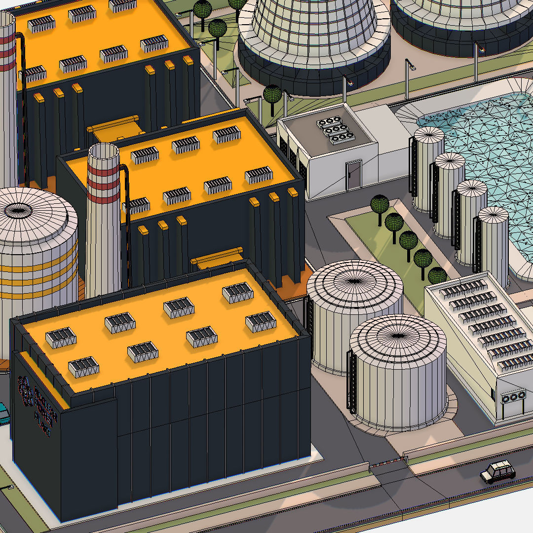 Presenting Nuclear Power Station Low-poly 3D model_40