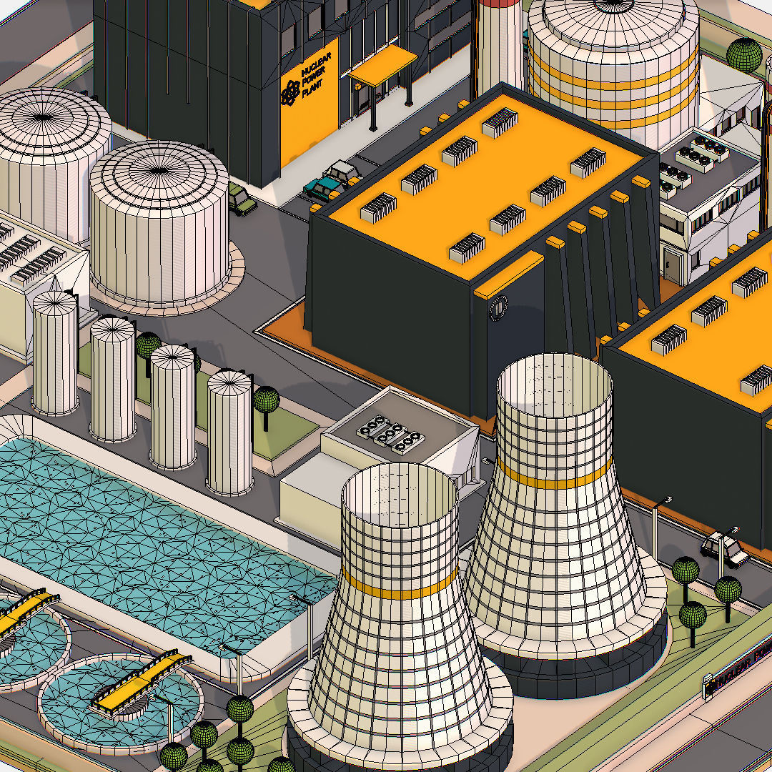 Presenting Nuclear Power Station Low-poly 3D model_41