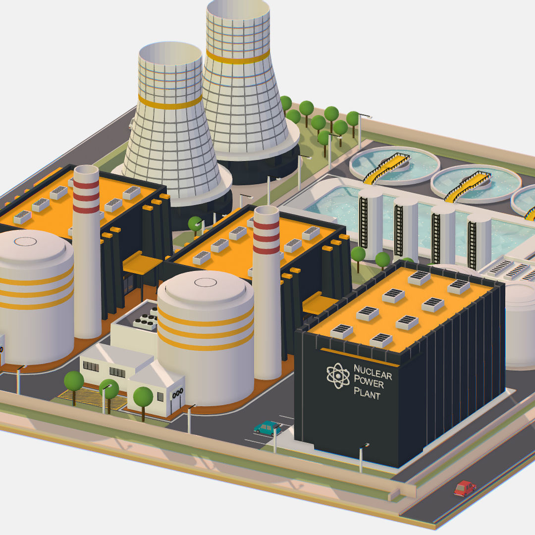Presenting Nuclear Power Station Low-poly 3D model_6