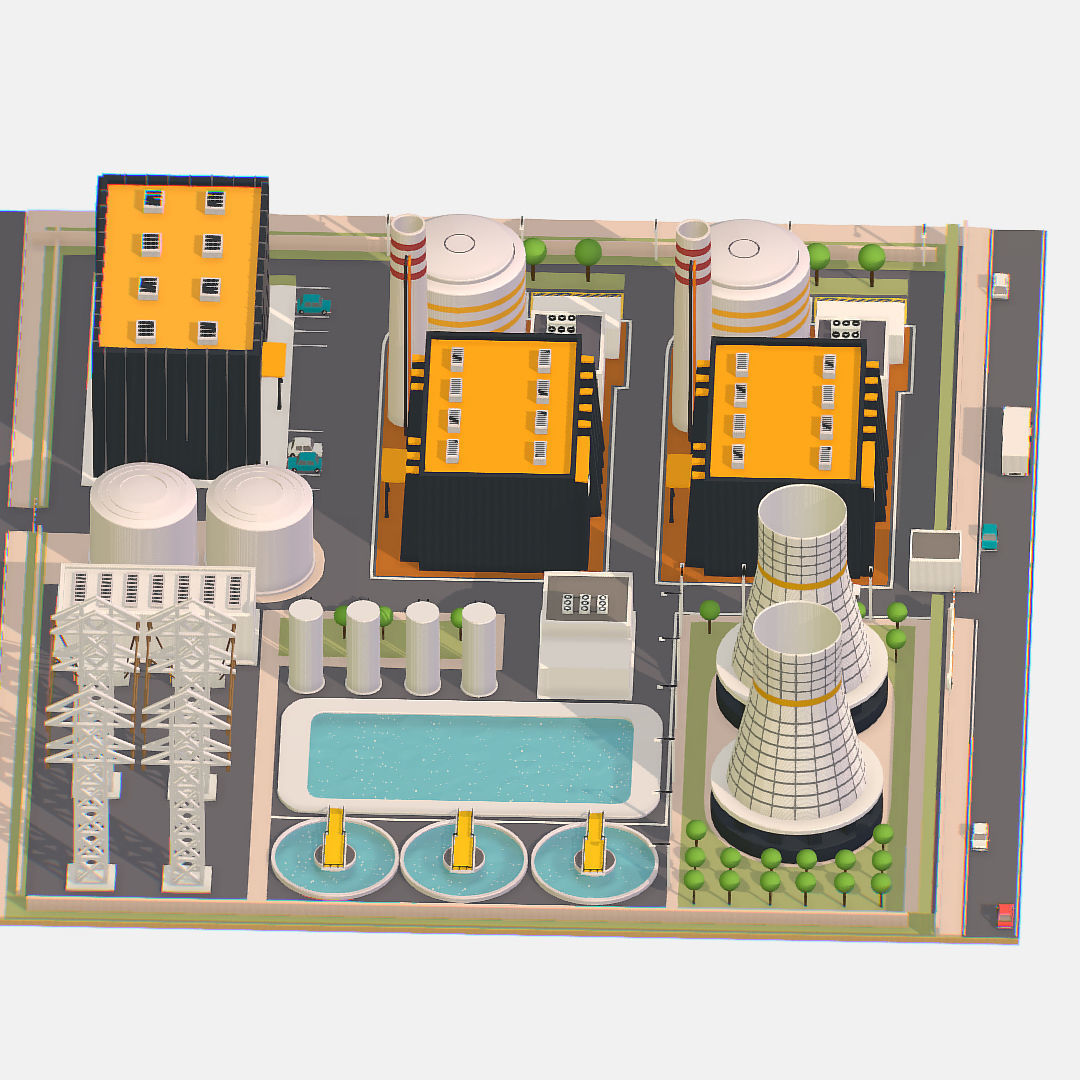 Presenting Nuclear Power Station Low-poly 3D model_4