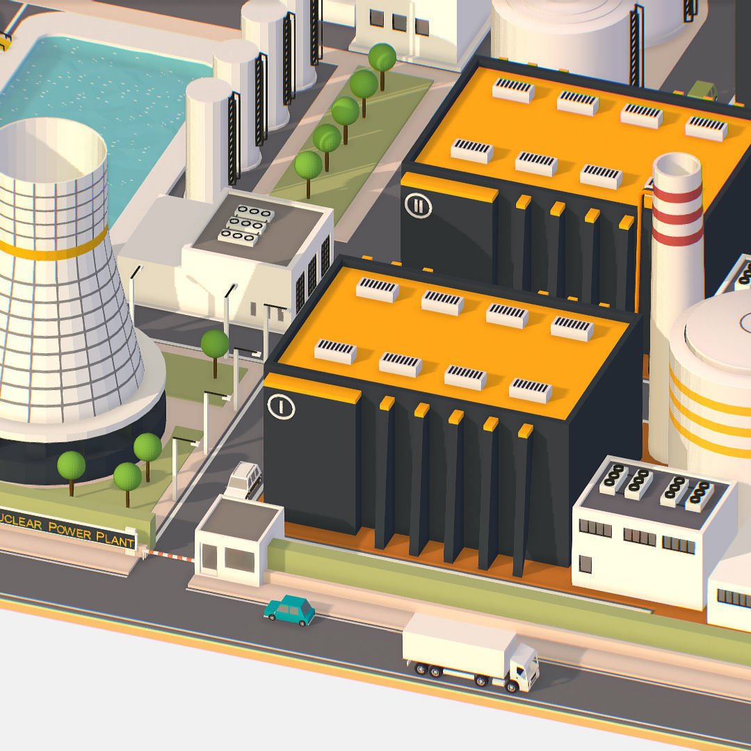 Presenting Nuclear Power Station Low-poly 3D model_10