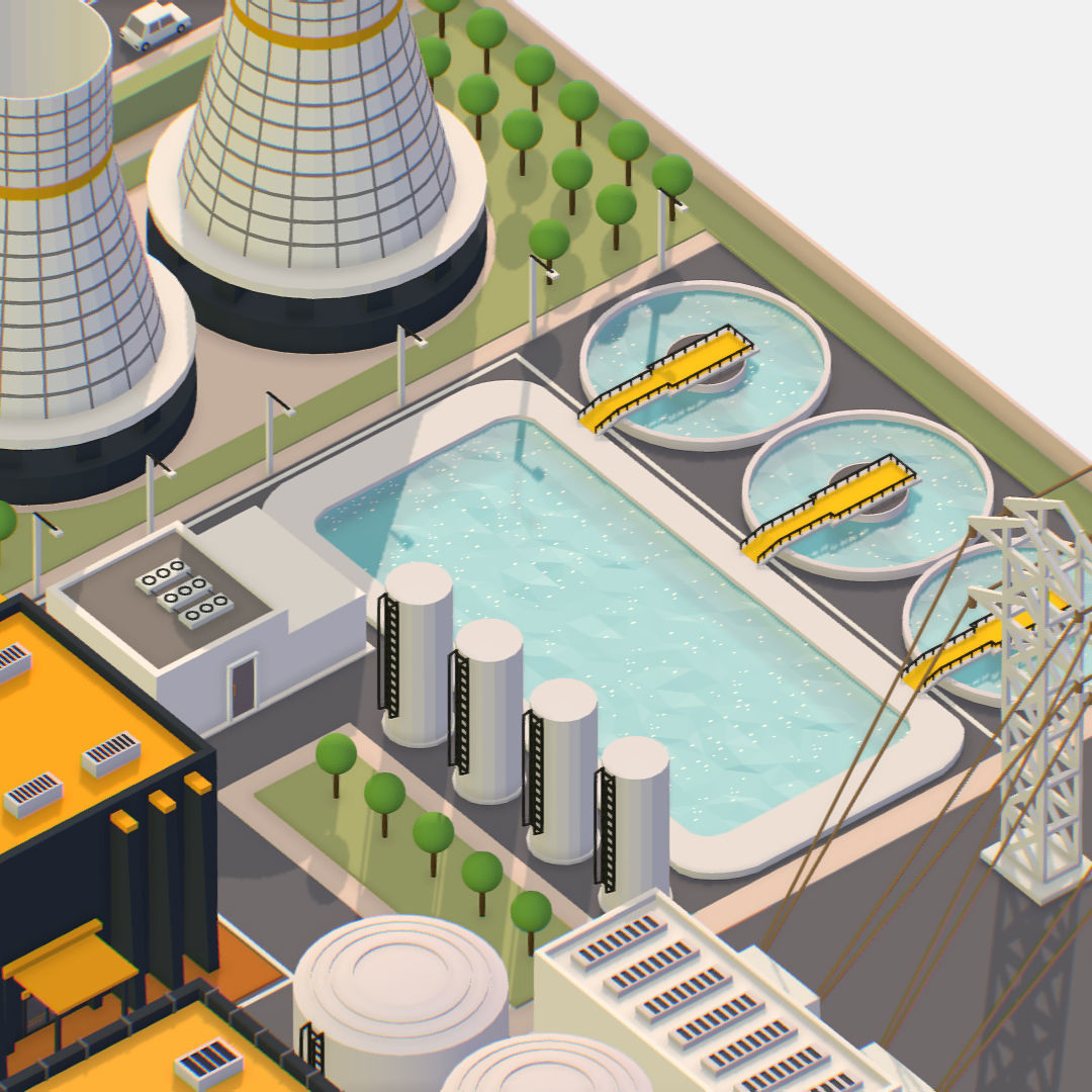 Presenting Nuclear Power Station Low-poly 3D model_9