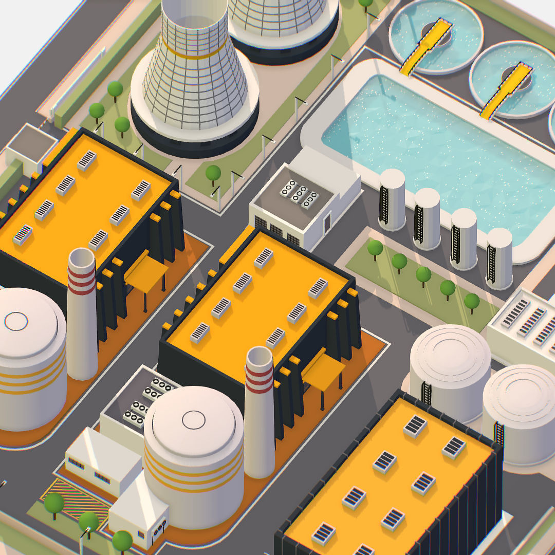 Presenting Nuclear Power Station Low-poly 3D model_7
