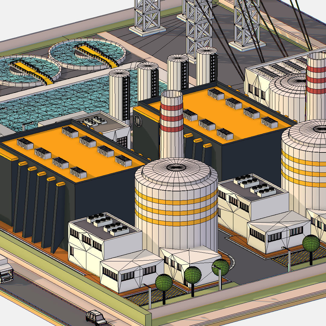 Presenting Nuclear Power Station Low-poly 3D model_44