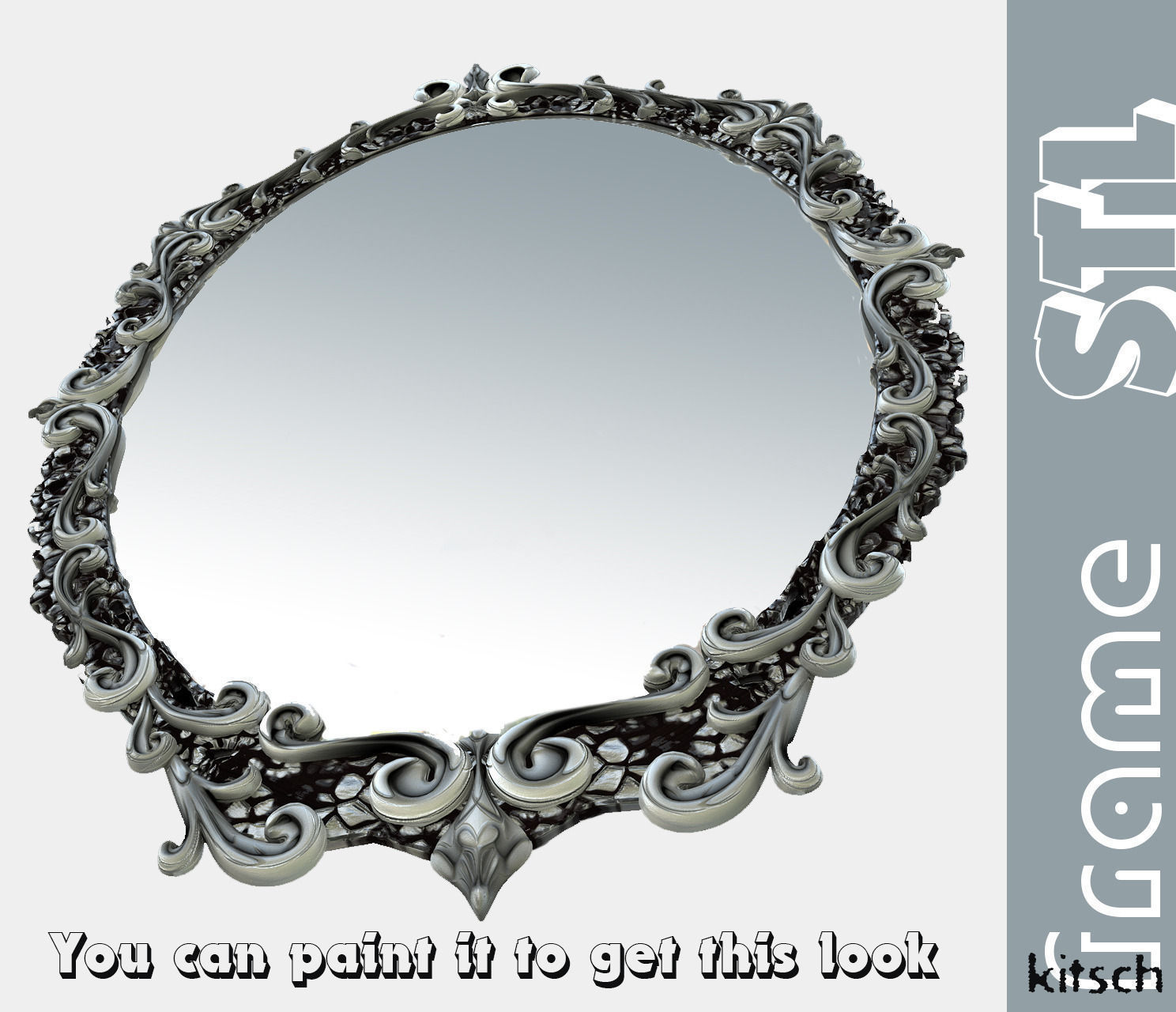 Kitsch mirror frame stl 3D print model_1