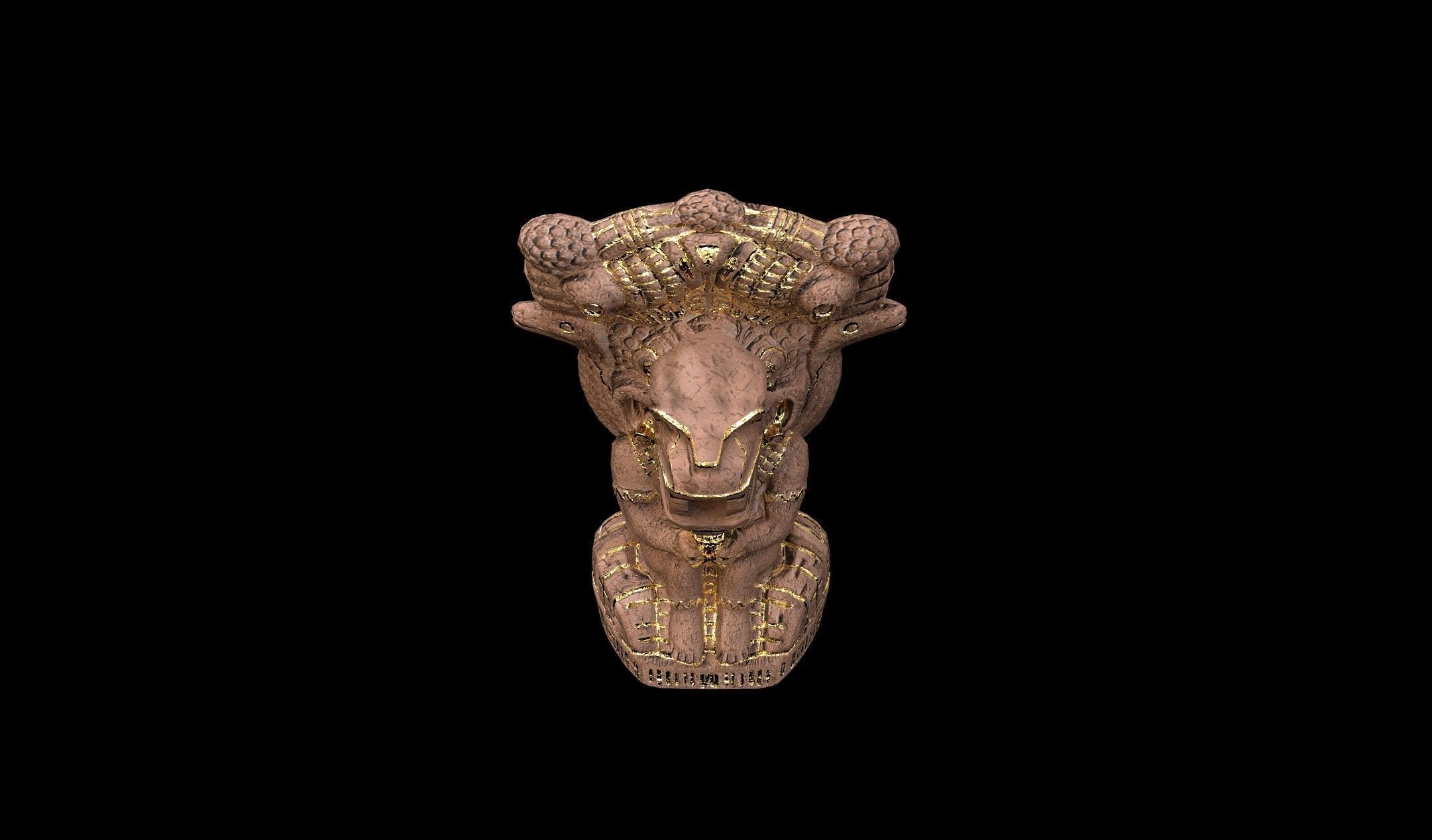 Mayan Statue Golden - PBR - Textured Low-poly 3D model_10