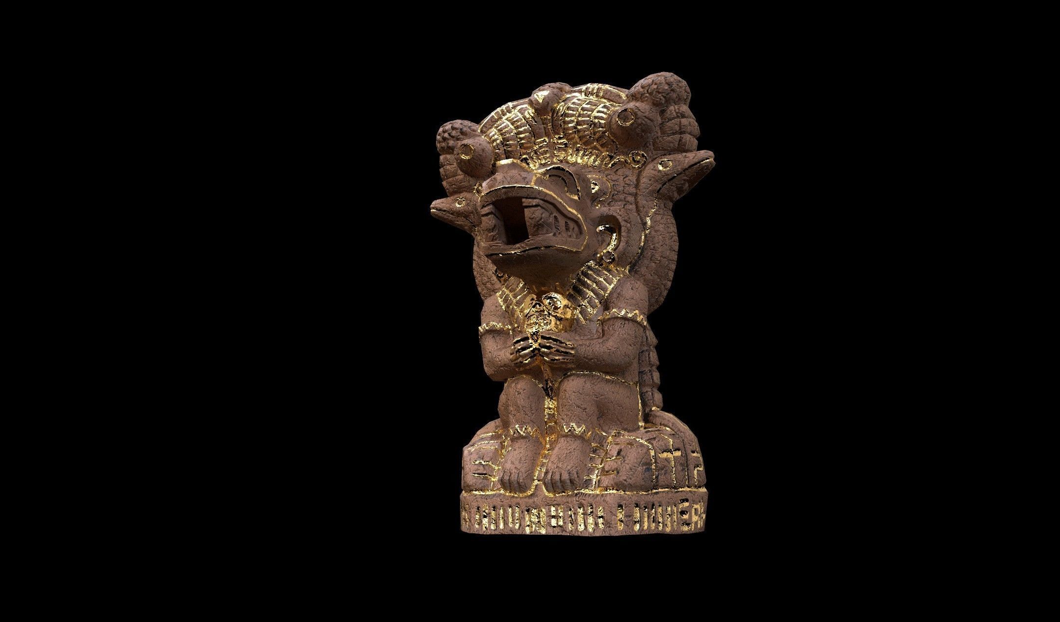 Mayan Statue Golden - PBR - Textured Low-poly 3D model_9