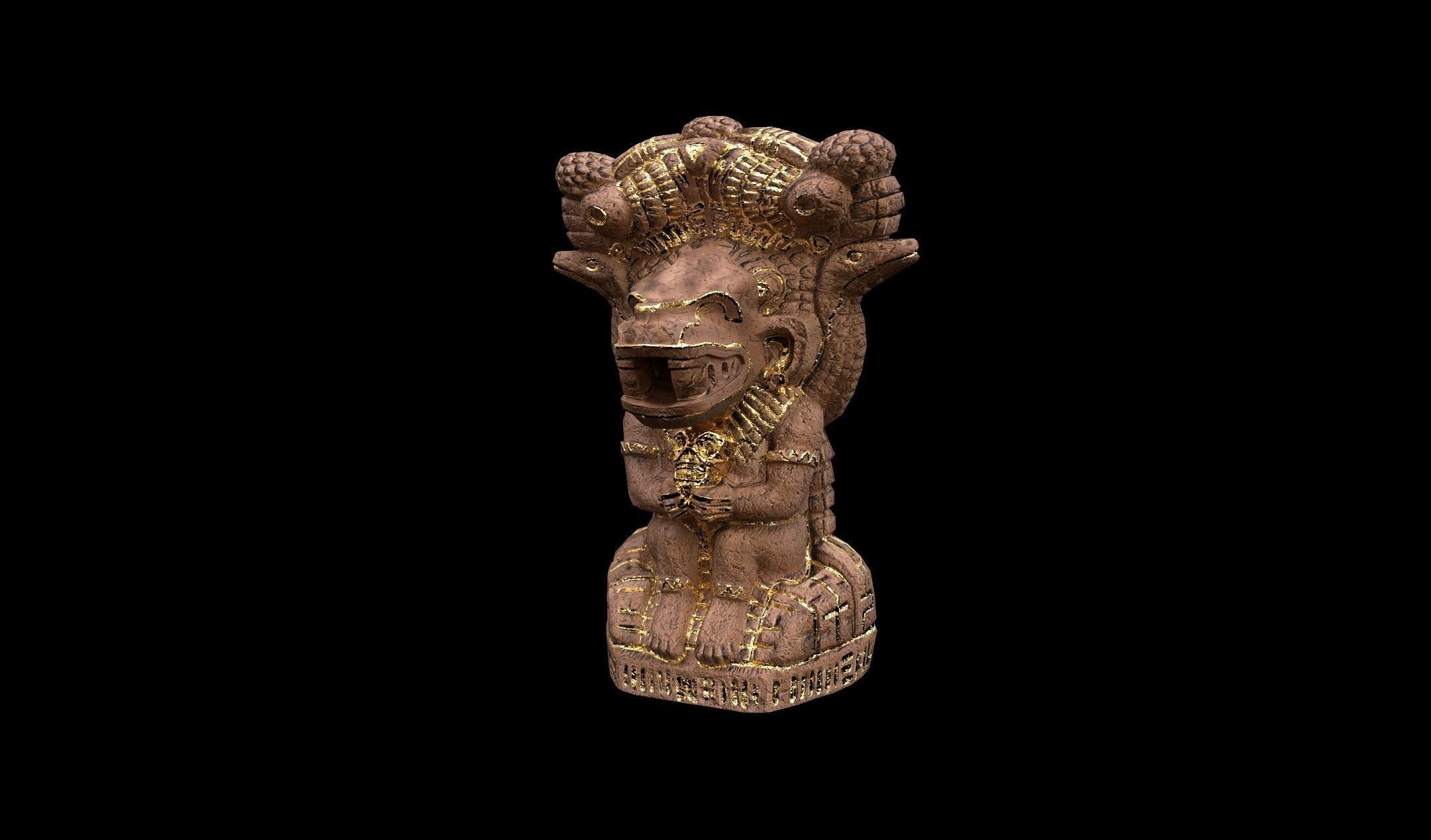 Mayan Statue Golden - PBR - Textured Low-poly 3D model_7