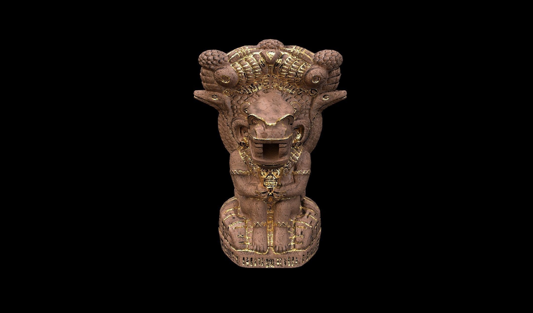 Mayan Statue Golden - PBR - Textured Low-poly 3D model_8