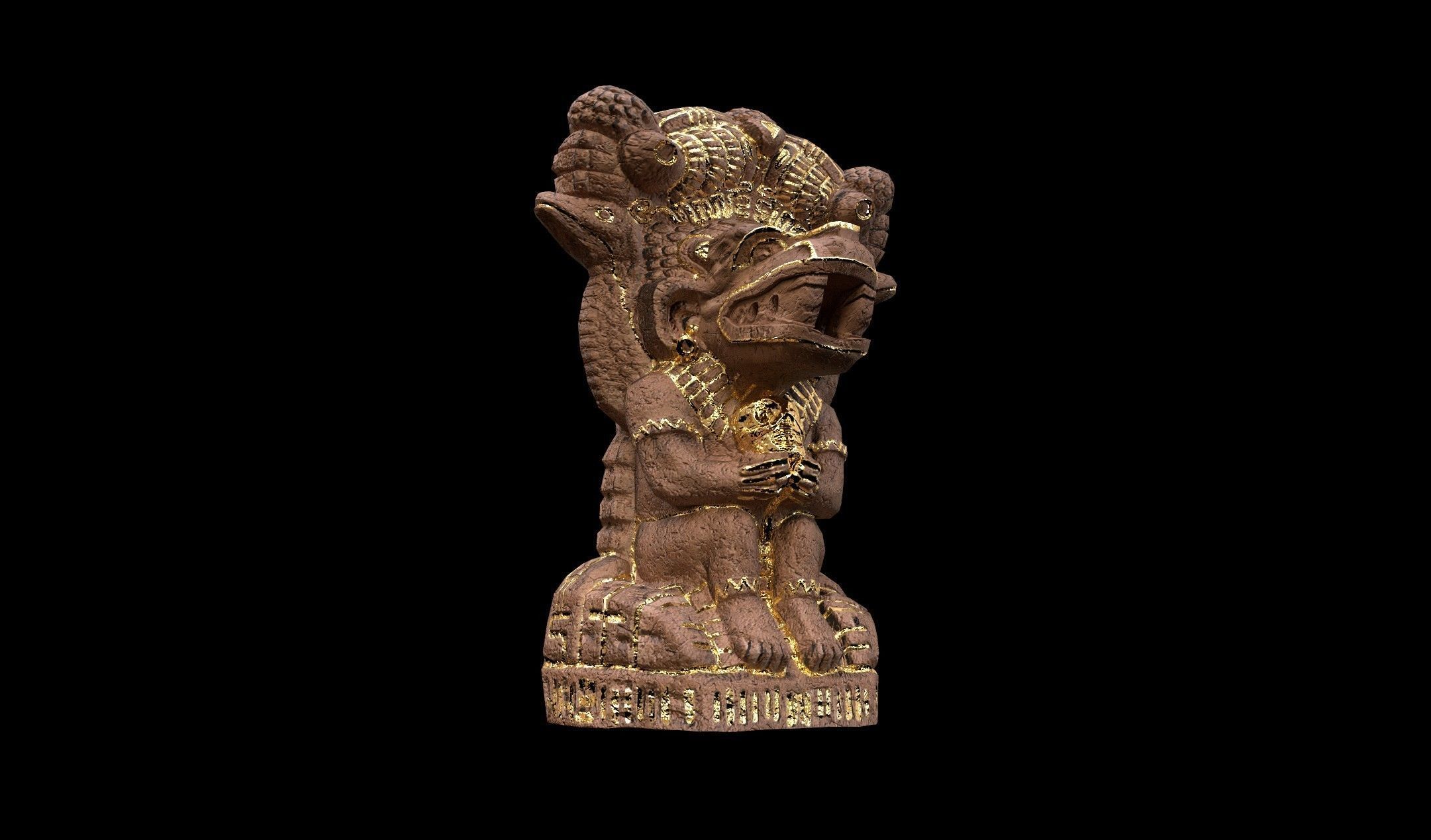 Mayan Statue Golden - PBR - Textured Low-poly 3D model_11