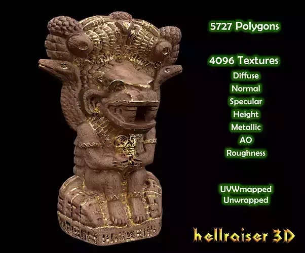 Mayan Statue Golden - PBR - Textured Low-poly 3D model