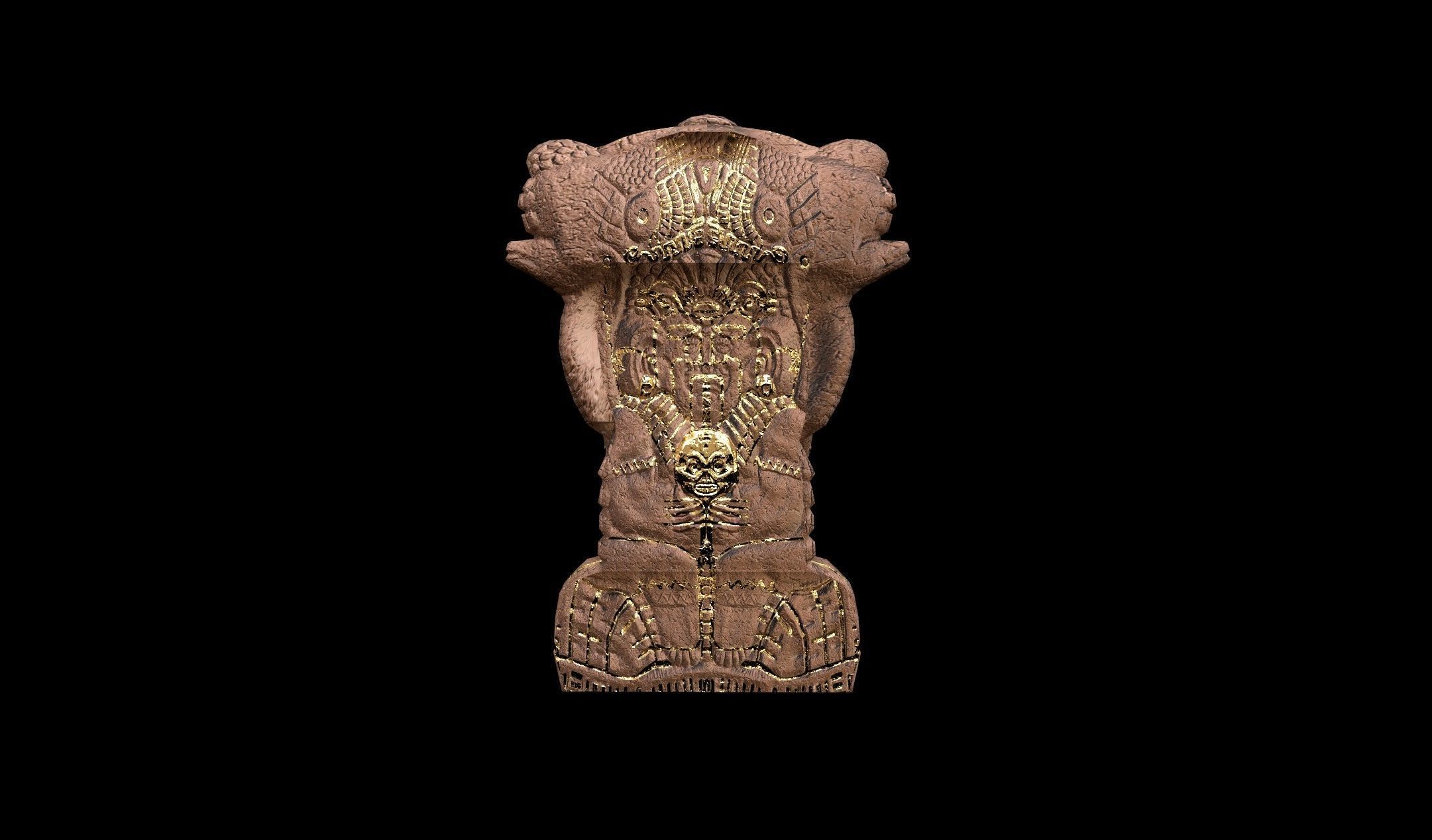 Mayan Statue Golden - PBR - Textured Low-poly 3D model_4