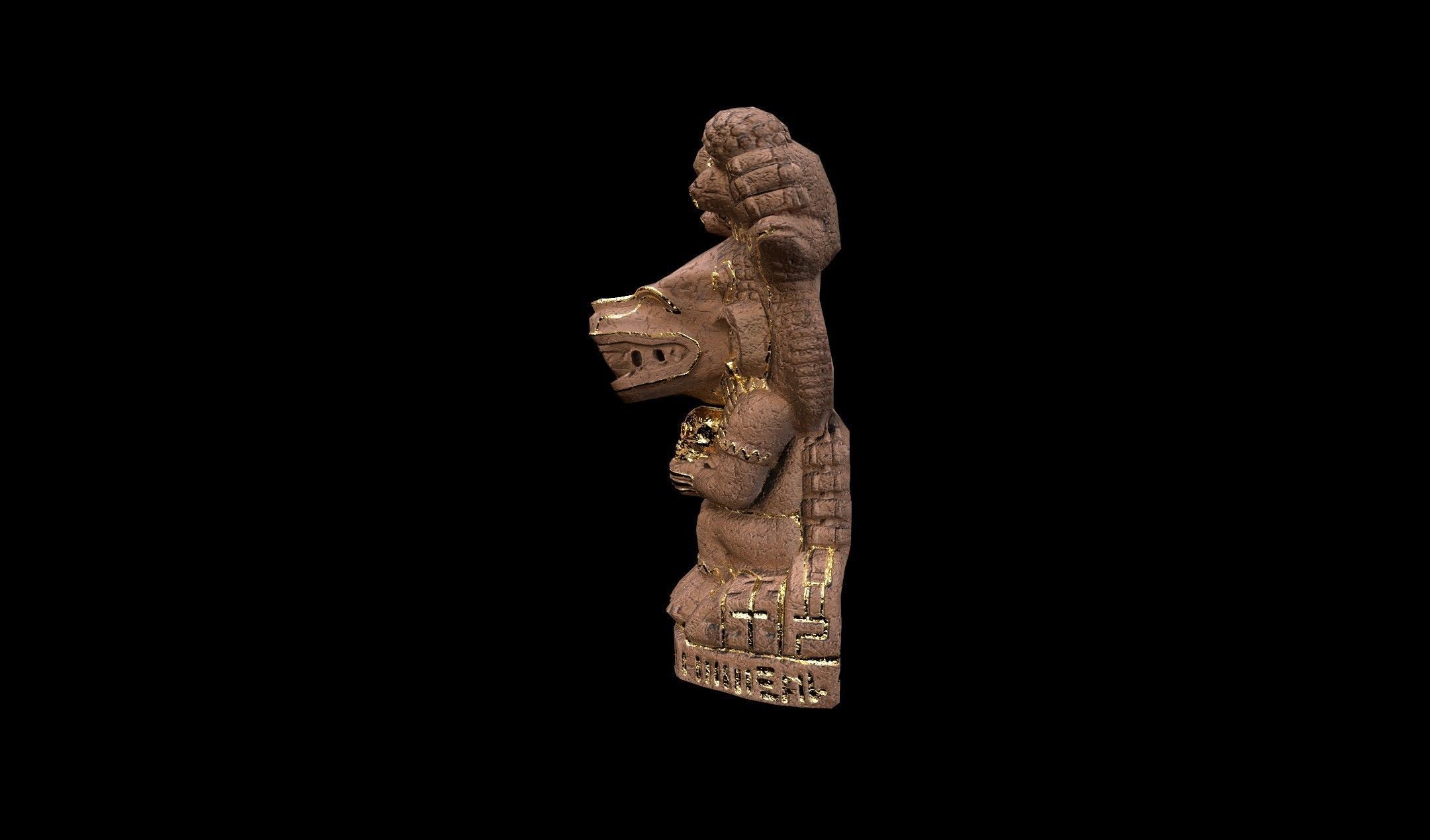 Mayan Statue Golden - PBR - Textured Low-poly 3D model_6