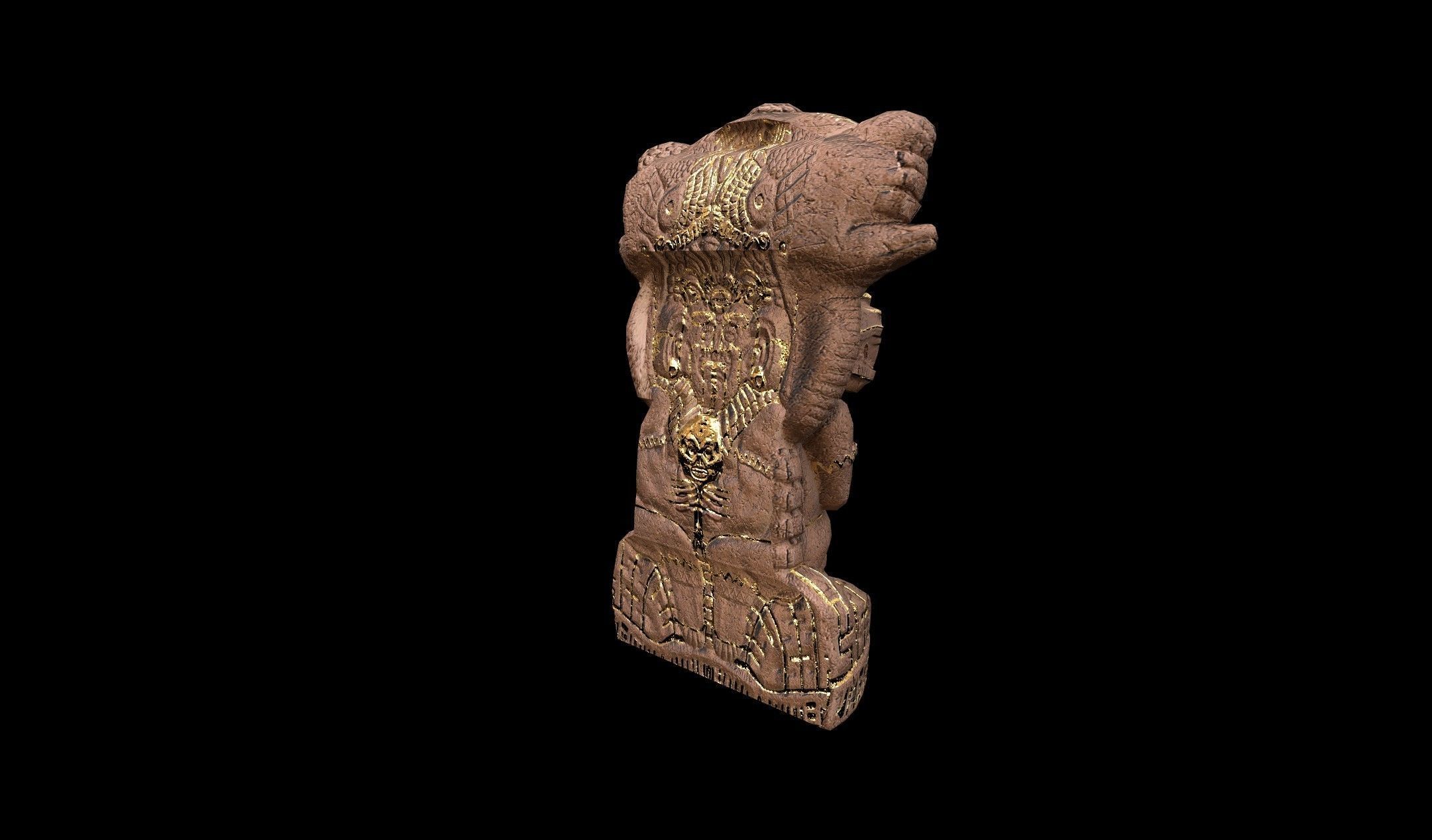 Mayan Statue Golden - PBR - Textured Low-poly 3D model_3