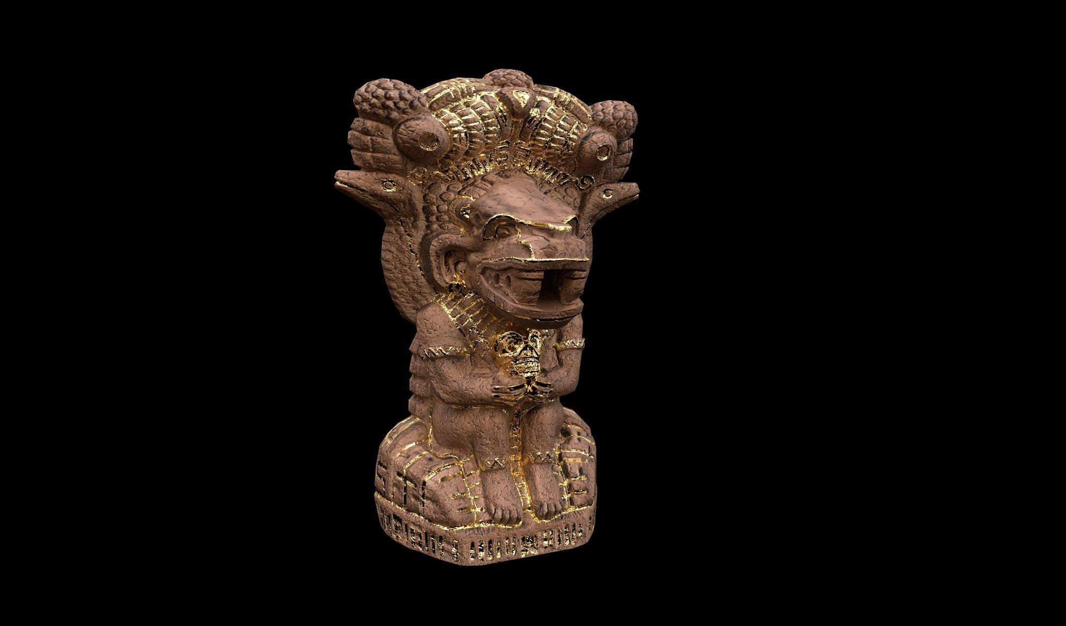 Mayan Statue Golden - PBR - Textured Low-poly 3D model_1