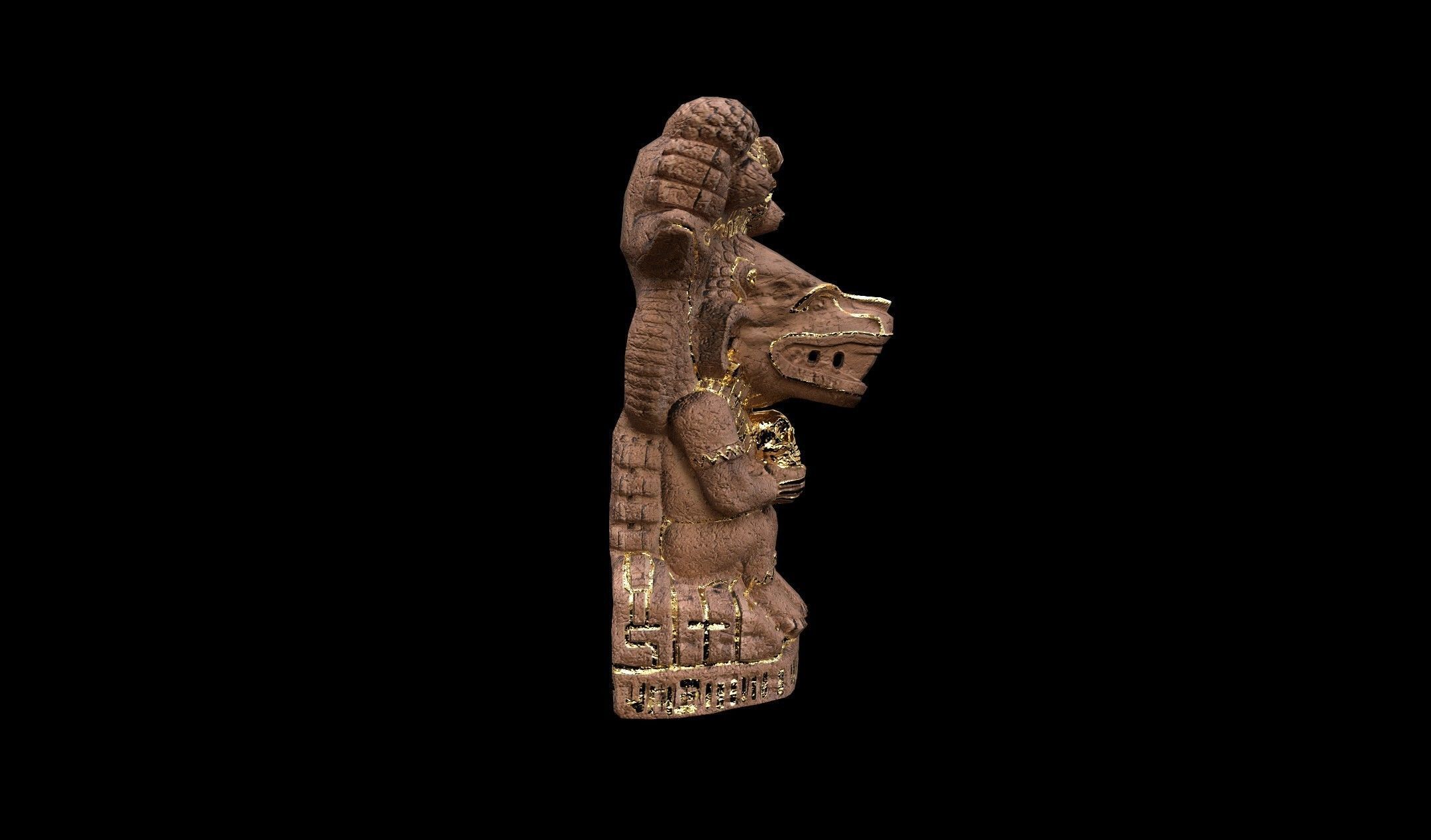 Mayan Statue Golden - PBR - Textured Low-poly 3D model_2