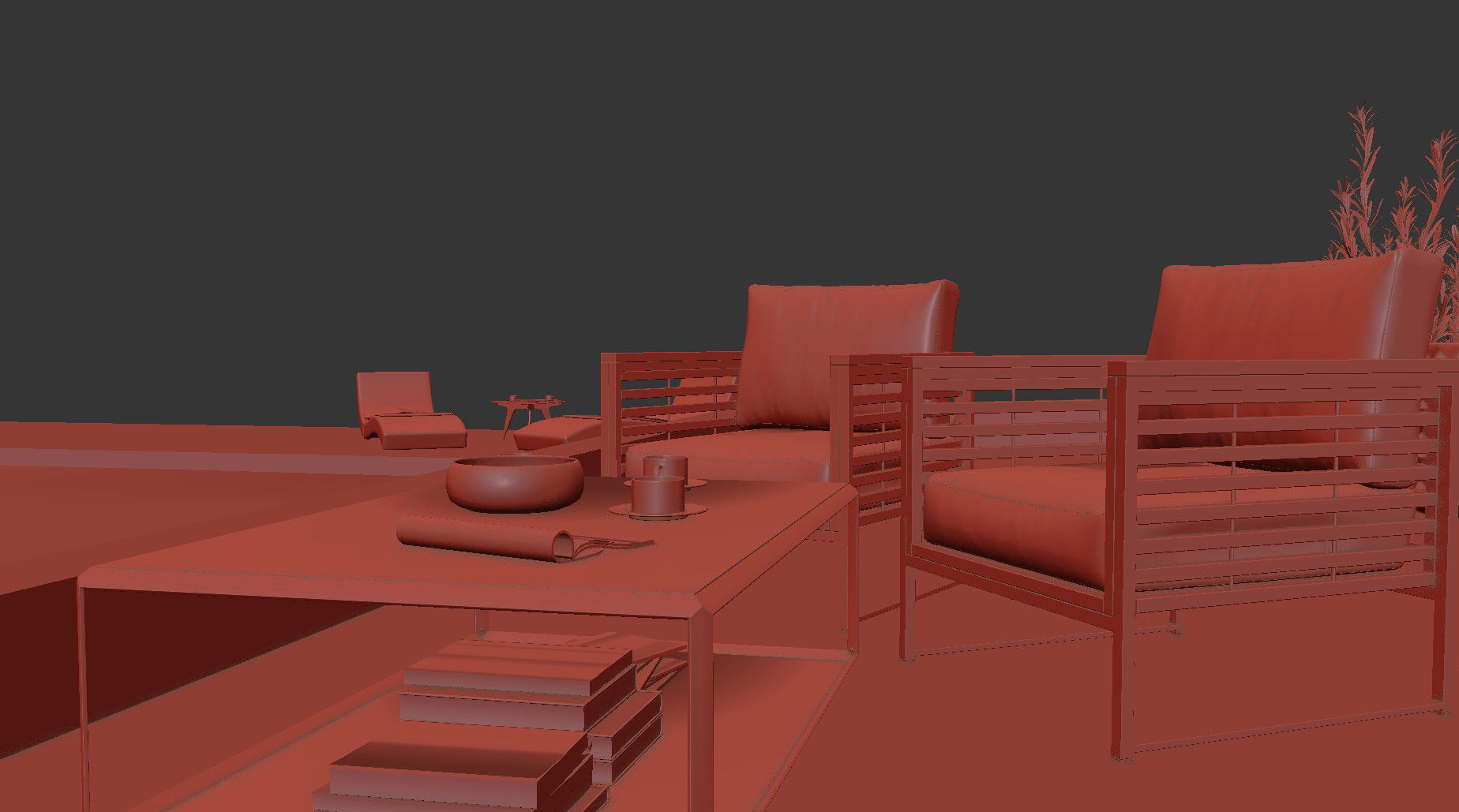 Ocean View Exterior Scene - Patio with Ocean View 3D model_3