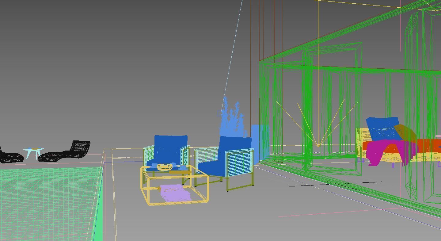 Ocean View Exterior Scene - Patio with Ocean View 3D model_4