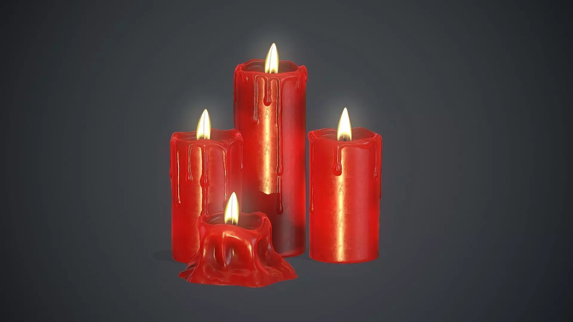 Red Candles PBR Game Ready Low-poly 3D model_0