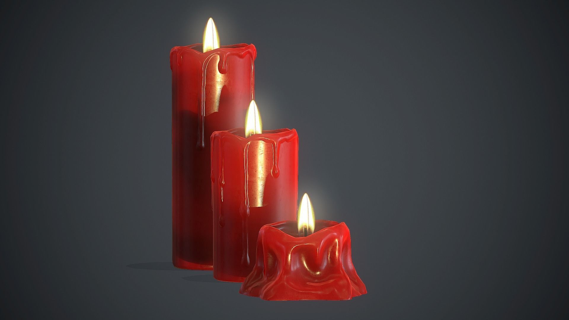 Red Candles PBR Game Ready Low-poly 3D model_9
