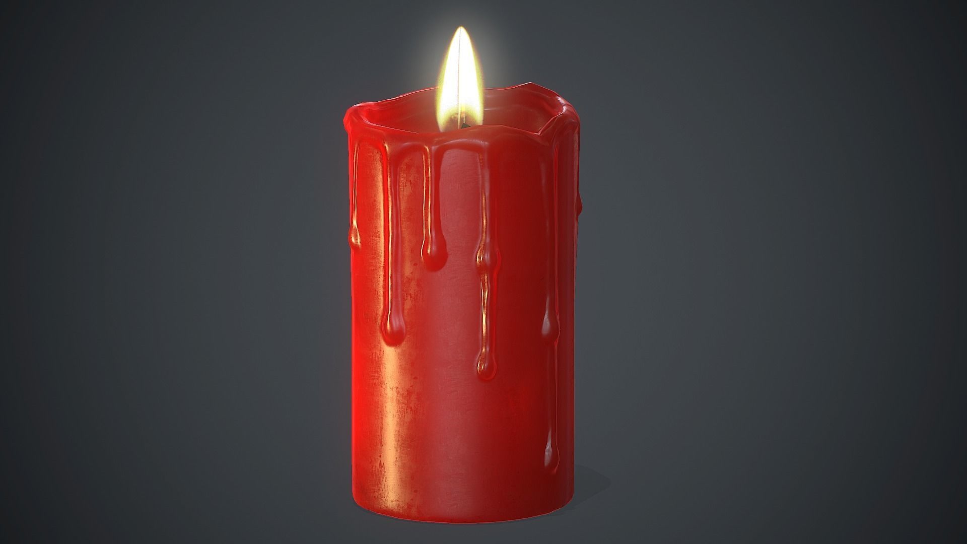 Red Candles PBR Game Ready Low-poly 3D model_13