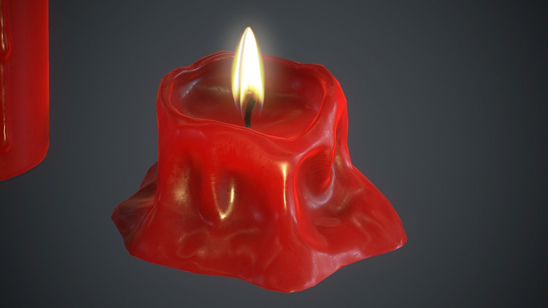 Red Candles PBR Game Ready Low-poly 3D model_10