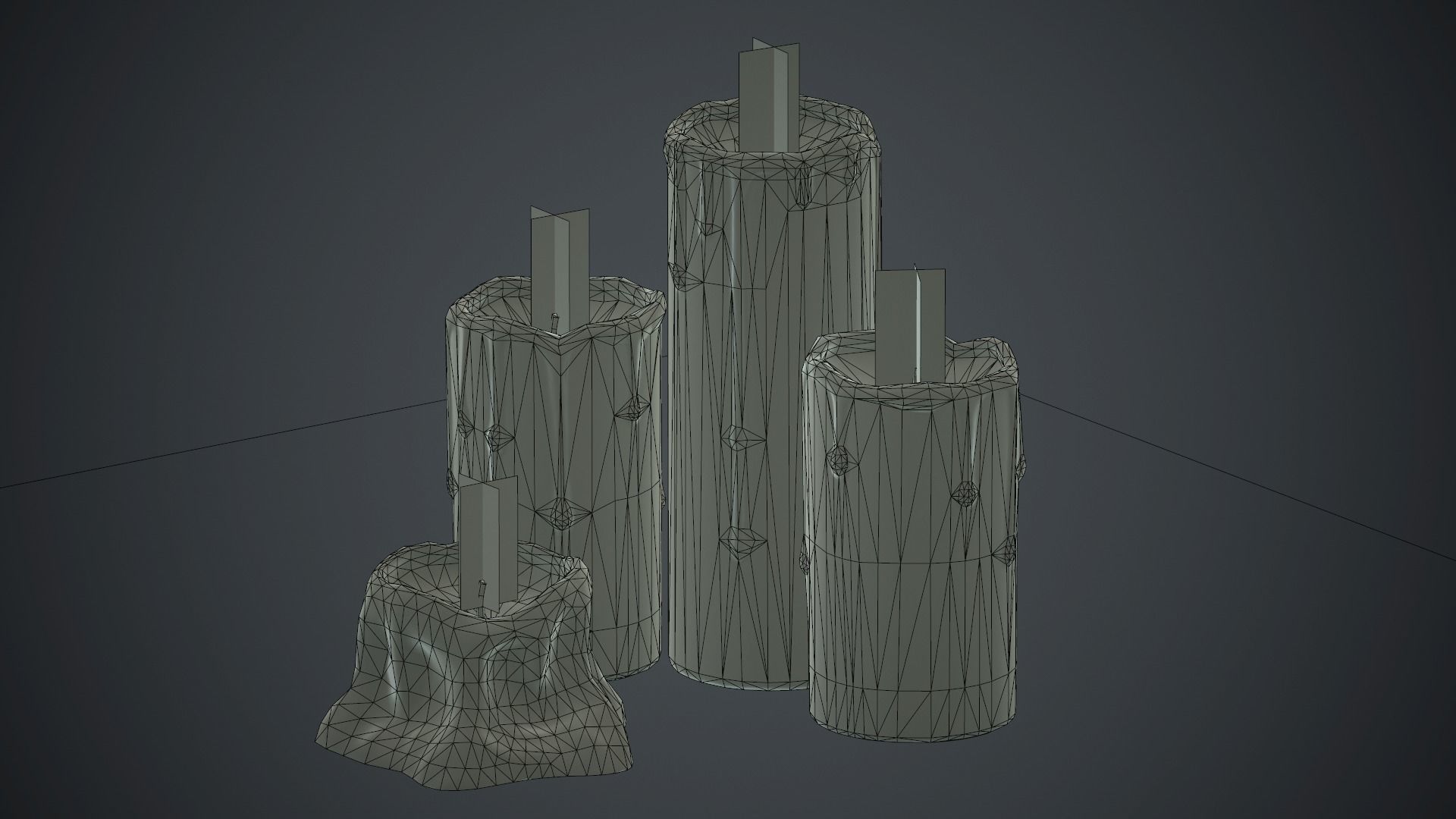 Red Candles PBR Game Ready Low-poly 3D model_17