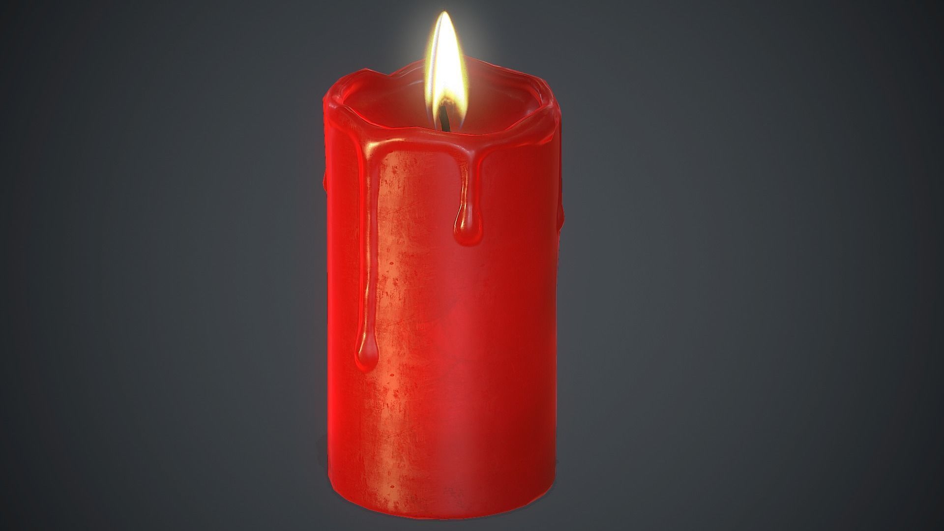 Red Candles PBR Game Ready Low-poly 3D model_12