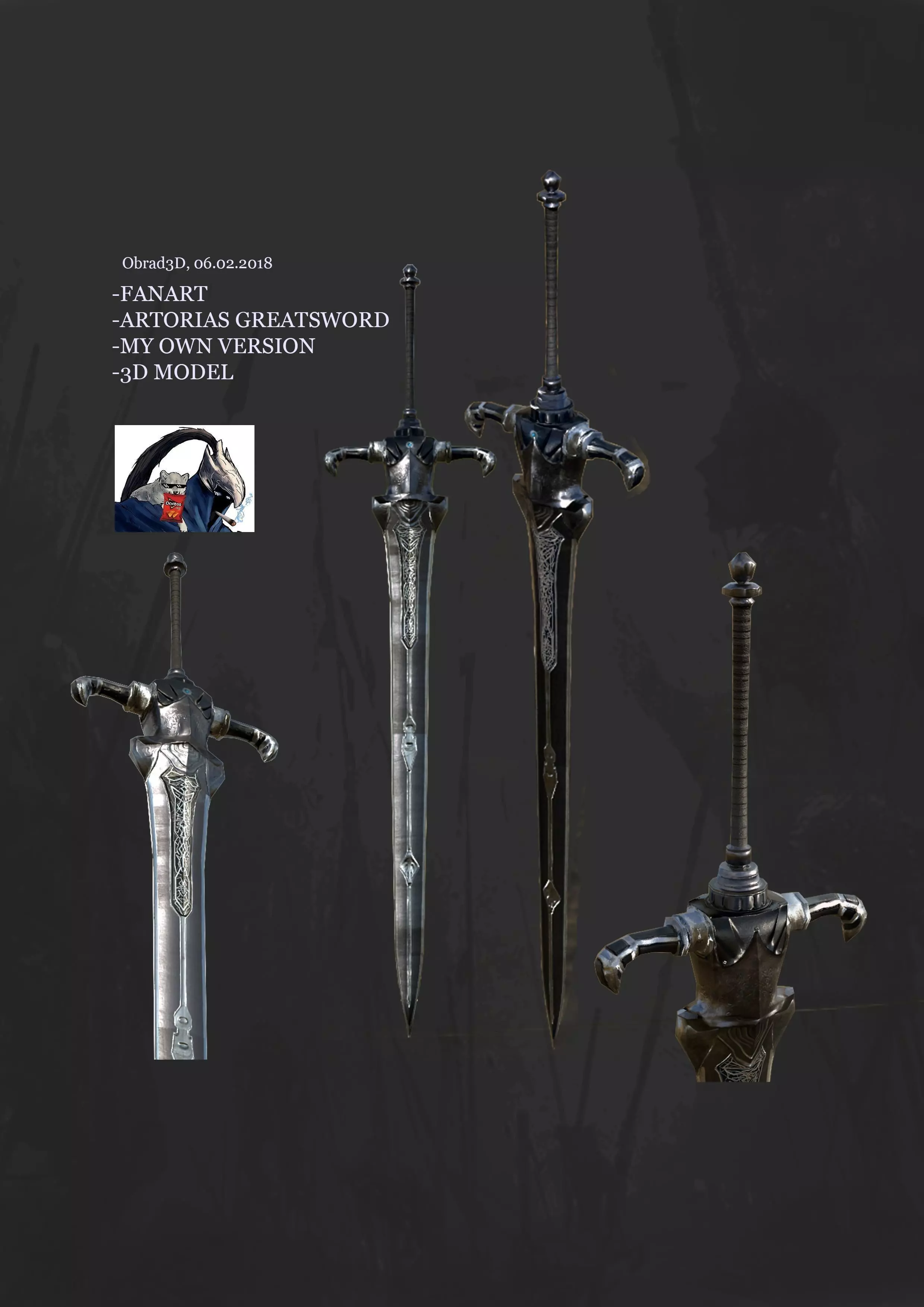 Sword Artorias Low-poly 3D model_0