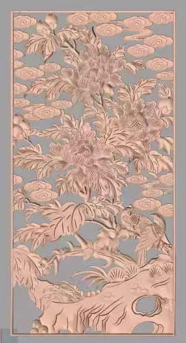 Door flower 3D relief STL Model for CNC woodworking carving E319