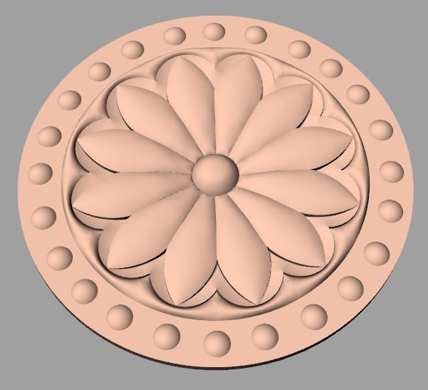 Door flower 3D relief STL Model for CNC woodworking carving E322 3D model_1