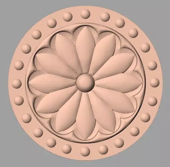 Door flower 3D relief STL Model for CNC woodworking carving E322 3D model_0