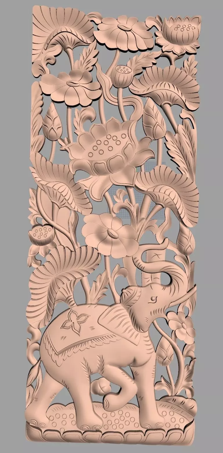 Door flower 3D relief STL Model for CNC woodworking carving E324 3D model_0