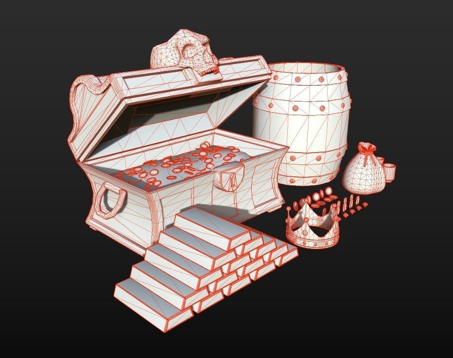 HIE Game Ready Treasure Pack D180518 Low-poly 3D model_10