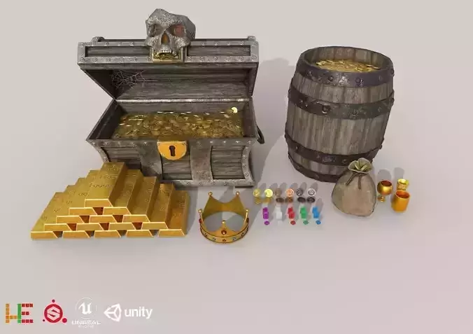 HIE Game Ready Treasure Pack D180518 Low-poly 3D model