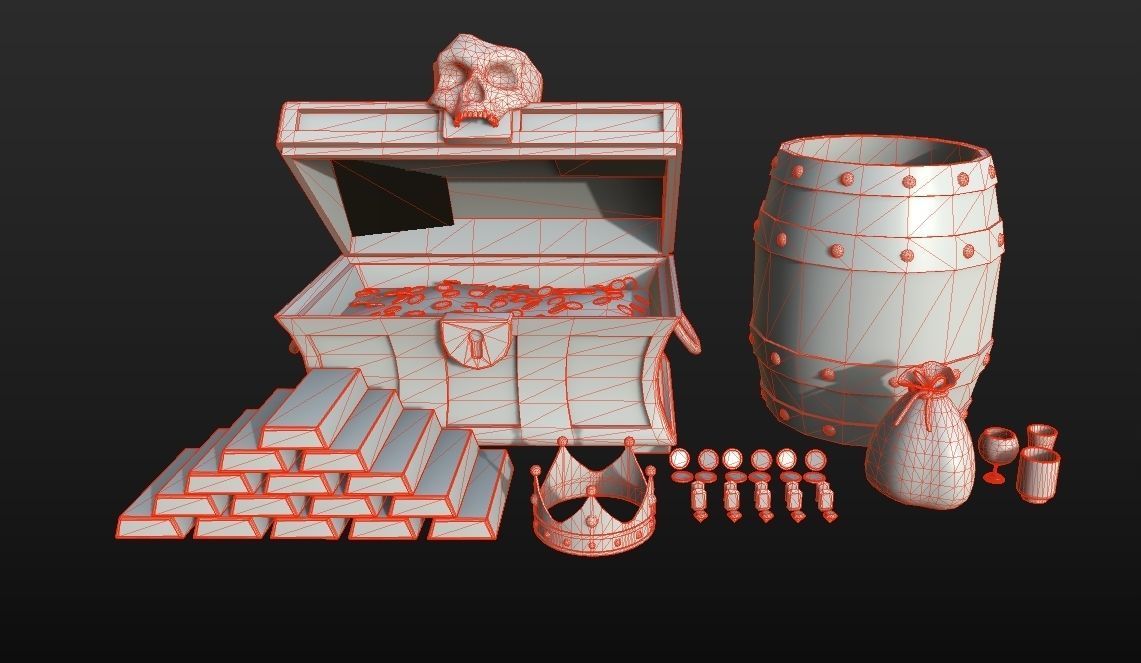 HIE Game Ready Treasure Pack D180518 Low-poly 3D model_8