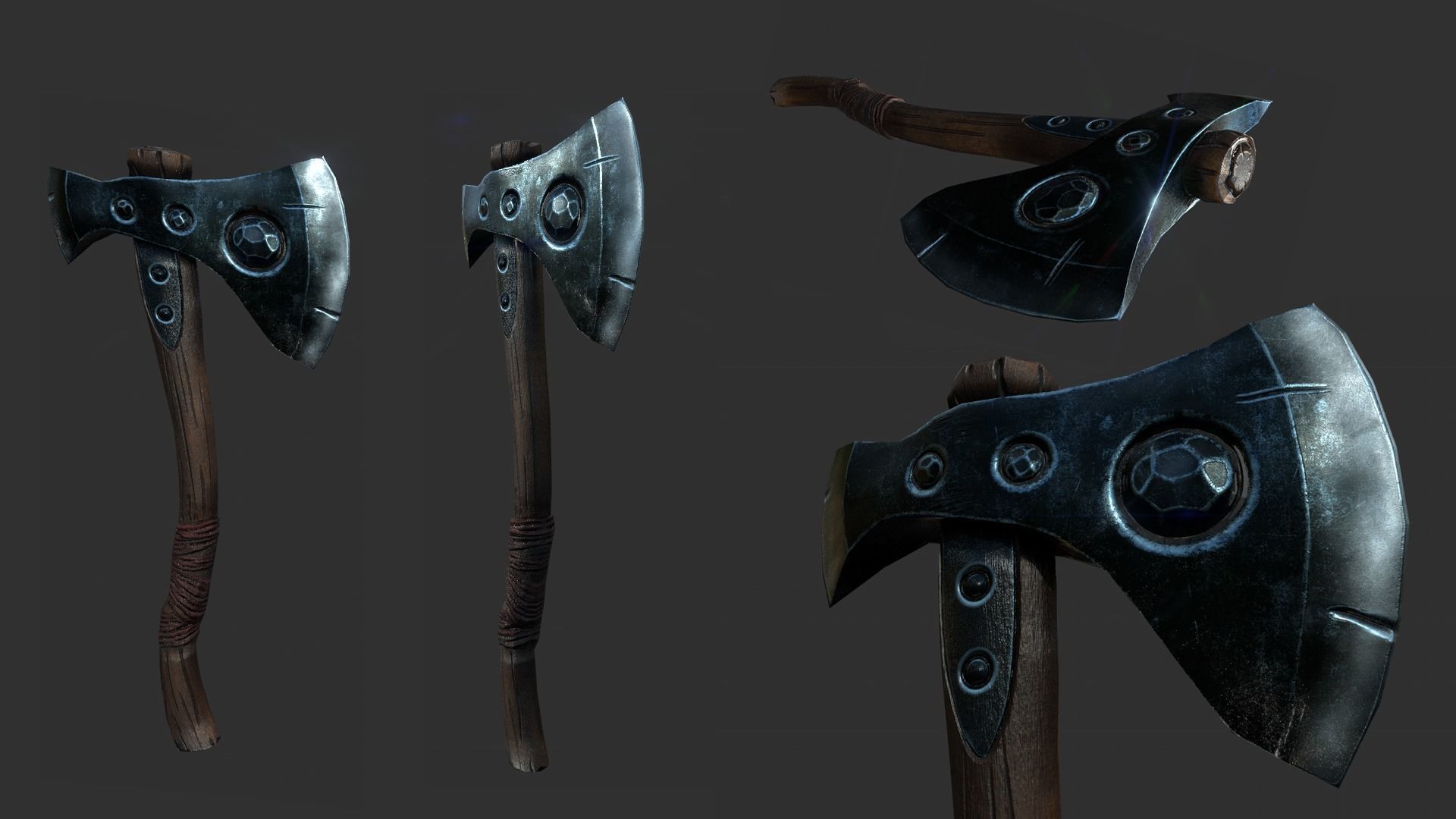 Axe nordic rare Low-poly 3D model_1