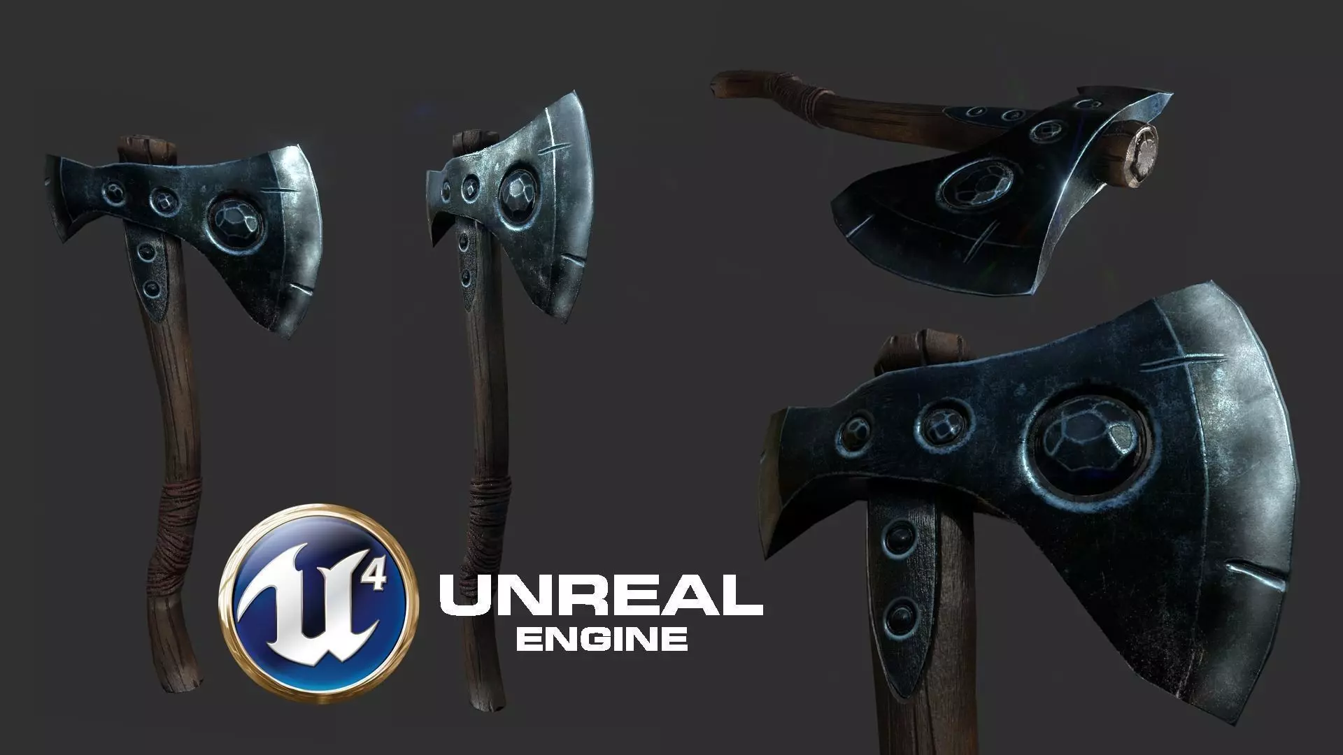 Axe nordic rare Low-poly 3D model_0