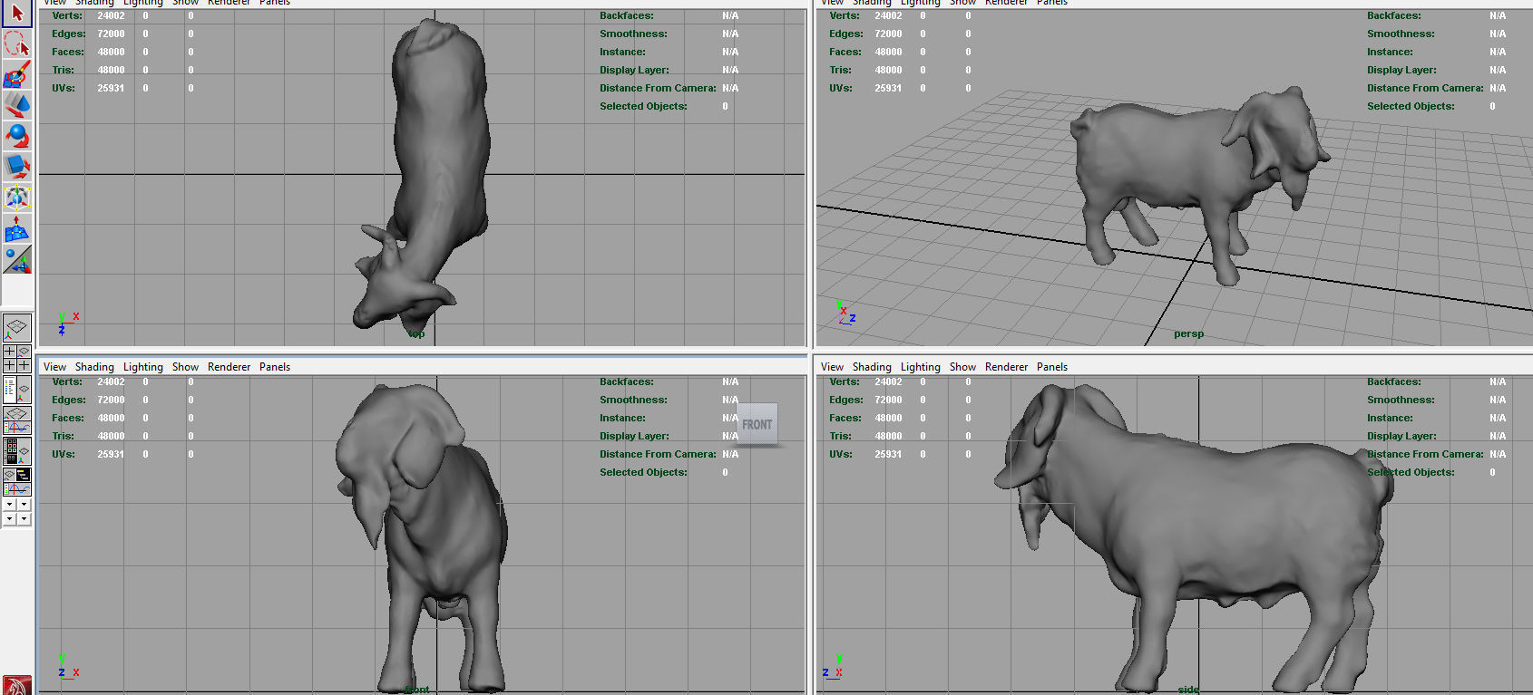 Domestic Goat Low-poly 3D model_6