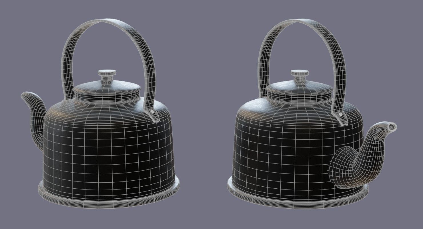 teapot vintage Free low-poly 3D model_3