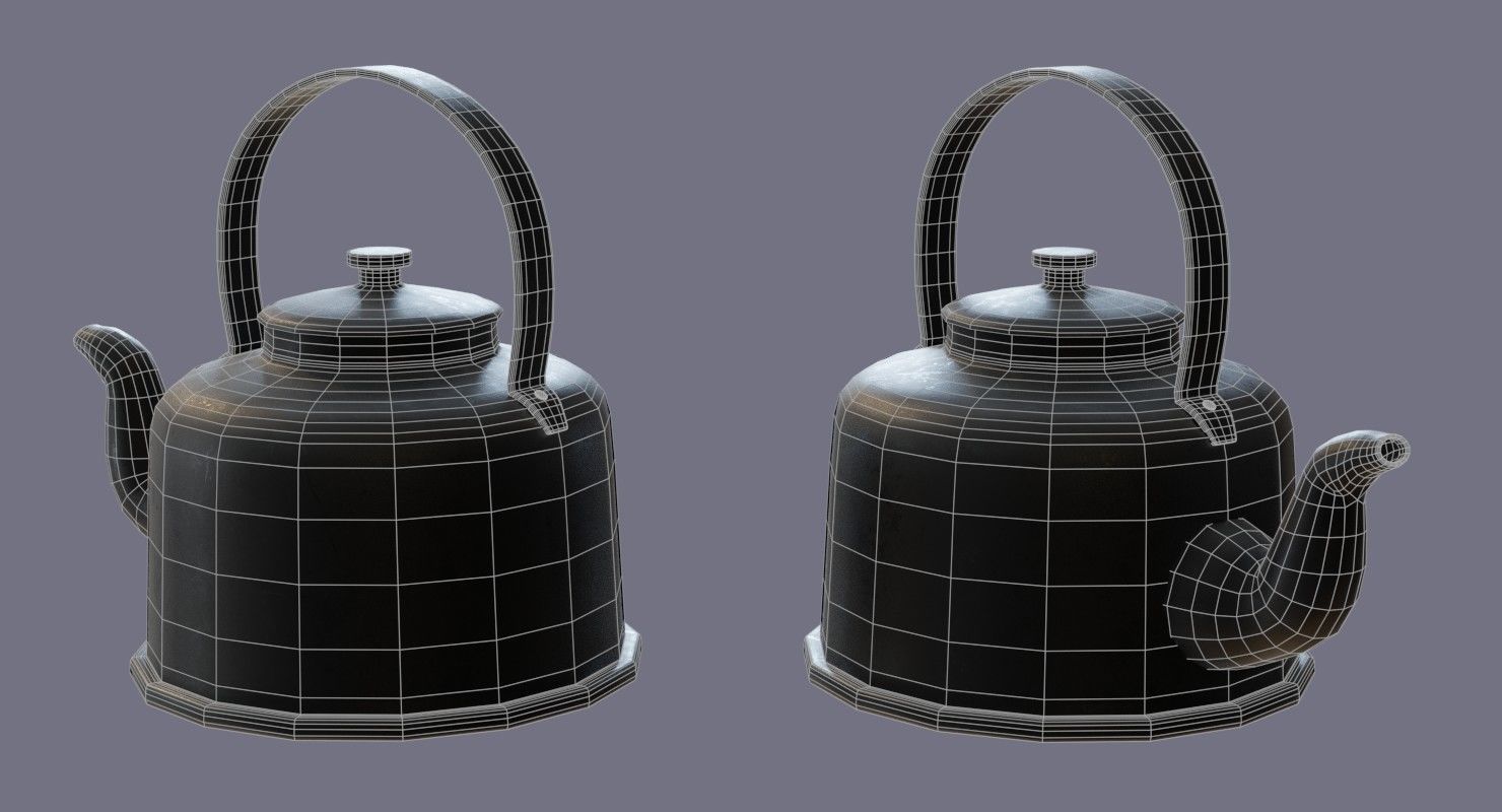 teapot vintage Free low-poly 3D model_4
