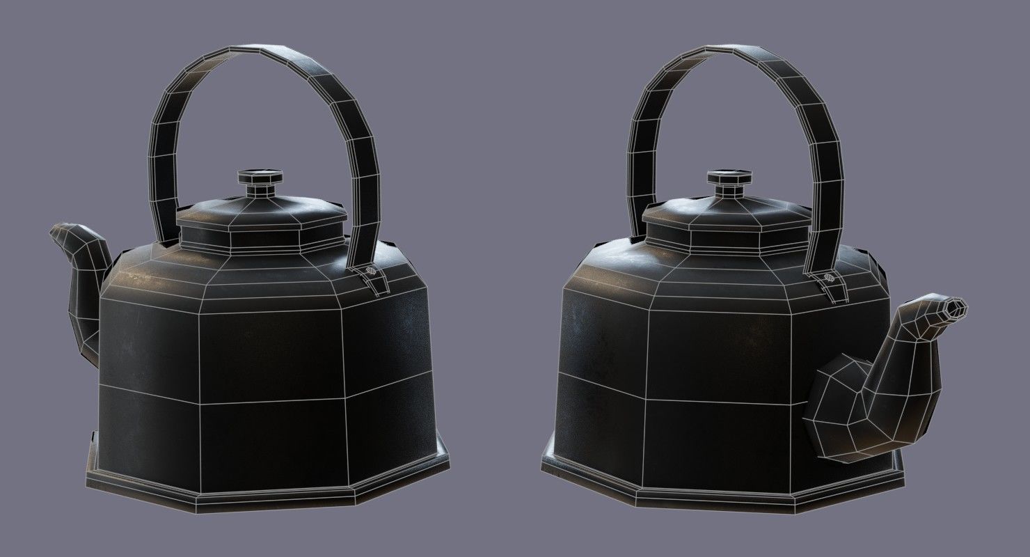 teapot vintage Free low-poly 3D model_5