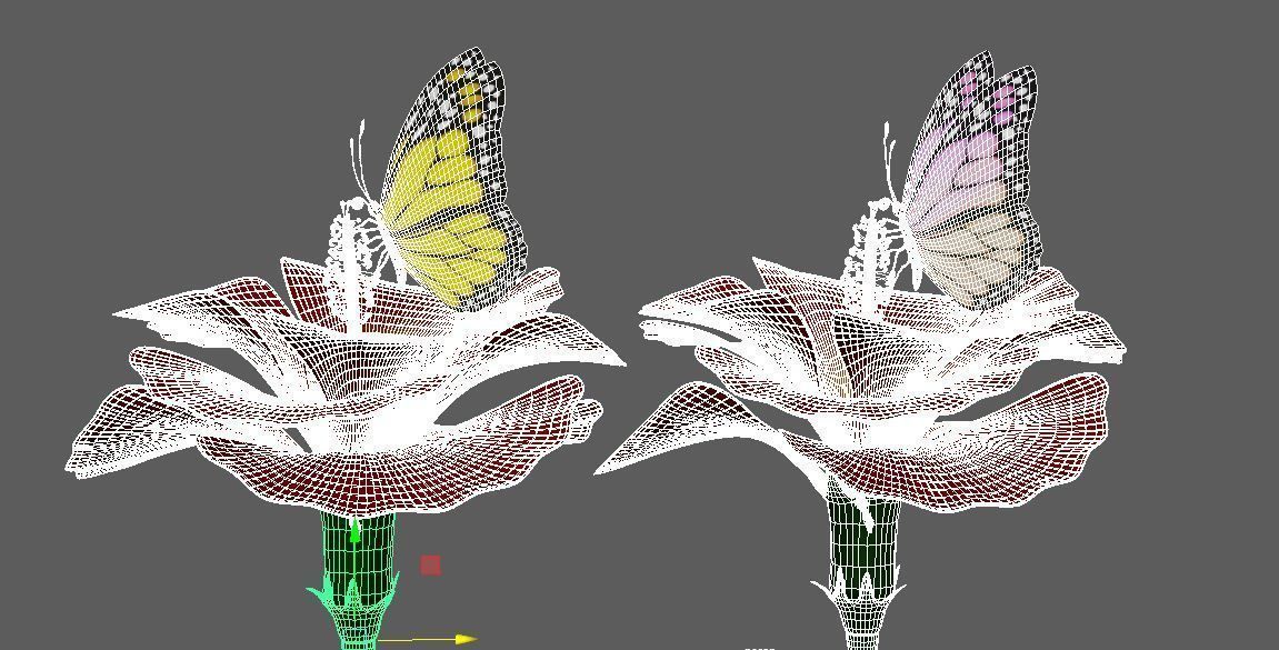 Butterfly With Flower 3d Model 3D model_2
