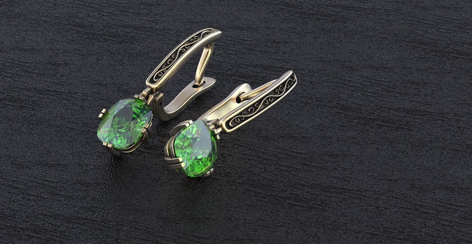 Stylish earrings with patterns English lock 3D print model_4