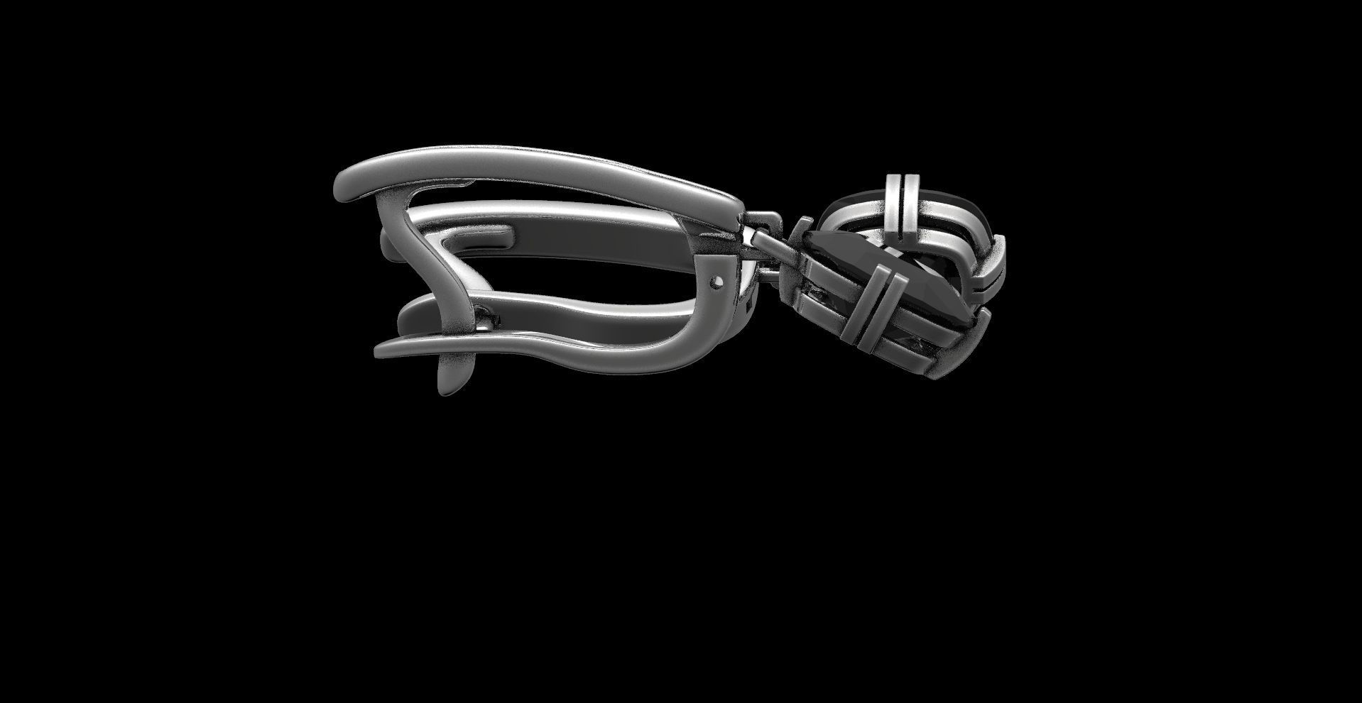 Stylish earrings with patterns English lock 3D print model_14